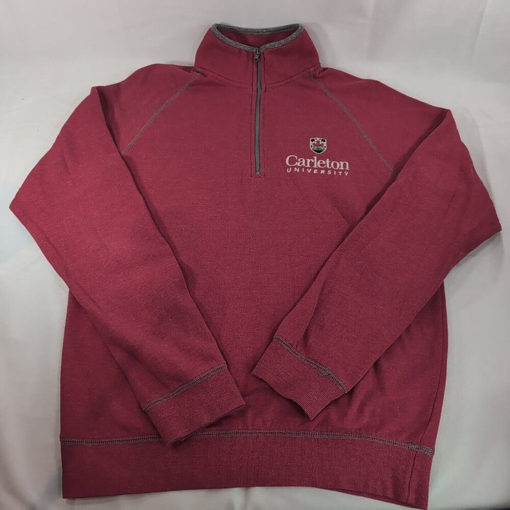 Carleton University Red 1/4 Zip Collared Sweater Campus Crew Athletics S Small